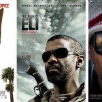 Movie posters for Hancock, The Book Of Eli and Marmaduke