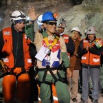 Rescued miner wearing Oakley sunglasses (photo by AP, source: http://www.bbc.co.uk/news/world-latin-america-11529537)