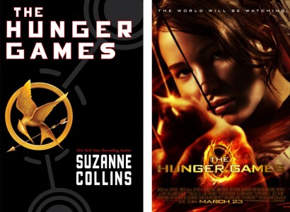 The Hunger Games - book cover and movie poster